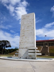 Marble pillar to Goethals in Panama City.