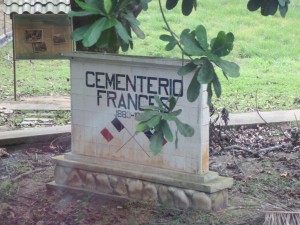Marker for memorial to French who died on Panama Canal.
