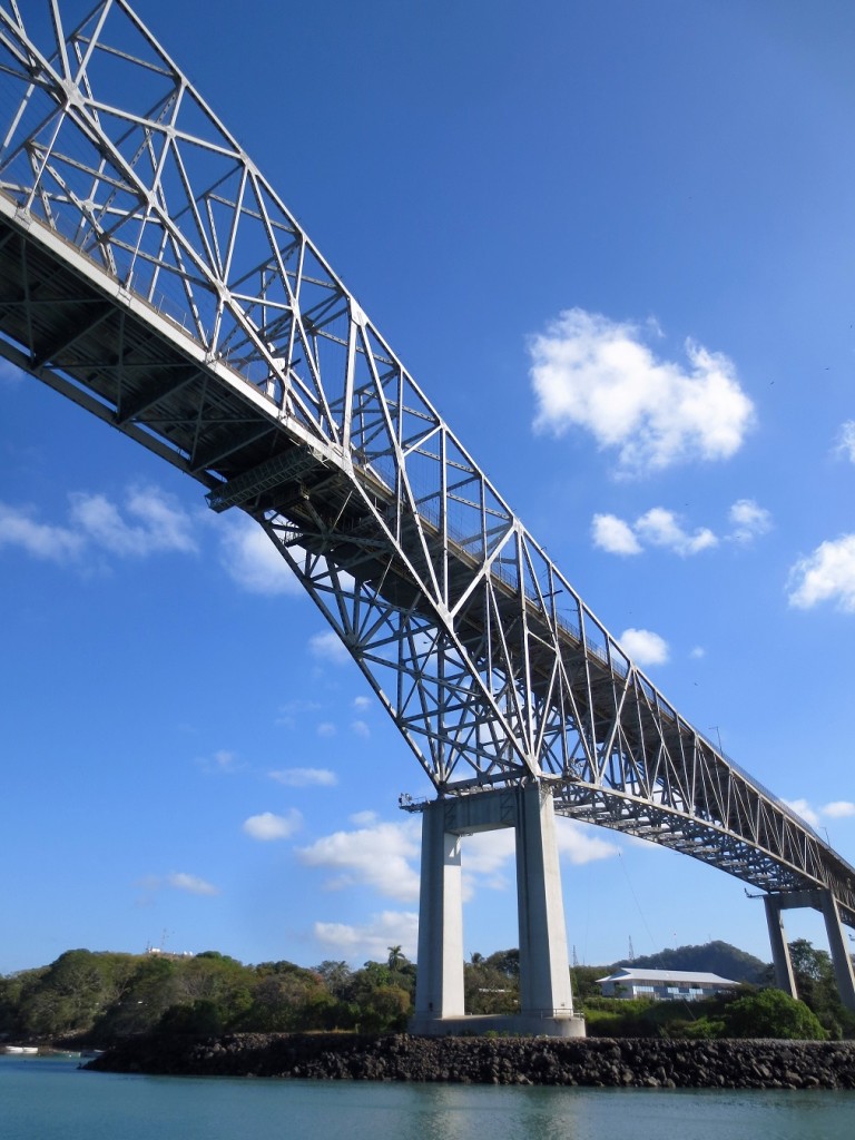 Close-up of one pylon of Bridge of the Americas