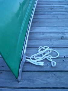 Canoe on a wooden dock