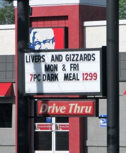 sign - livers and gizzards