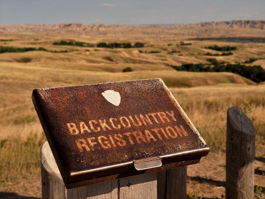 Backcountry hiking registration site inthe Dakota Badalnds.