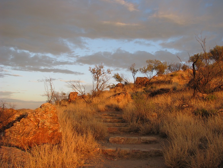 War memorial hill in Alice Springs, in dawn light