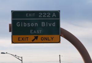 Interstate exit sign for Gibson Boulevard