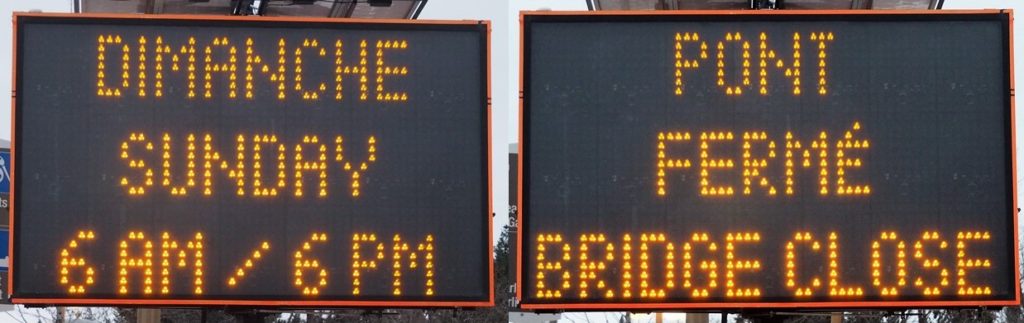 Traffic sign indicating bridge closure.