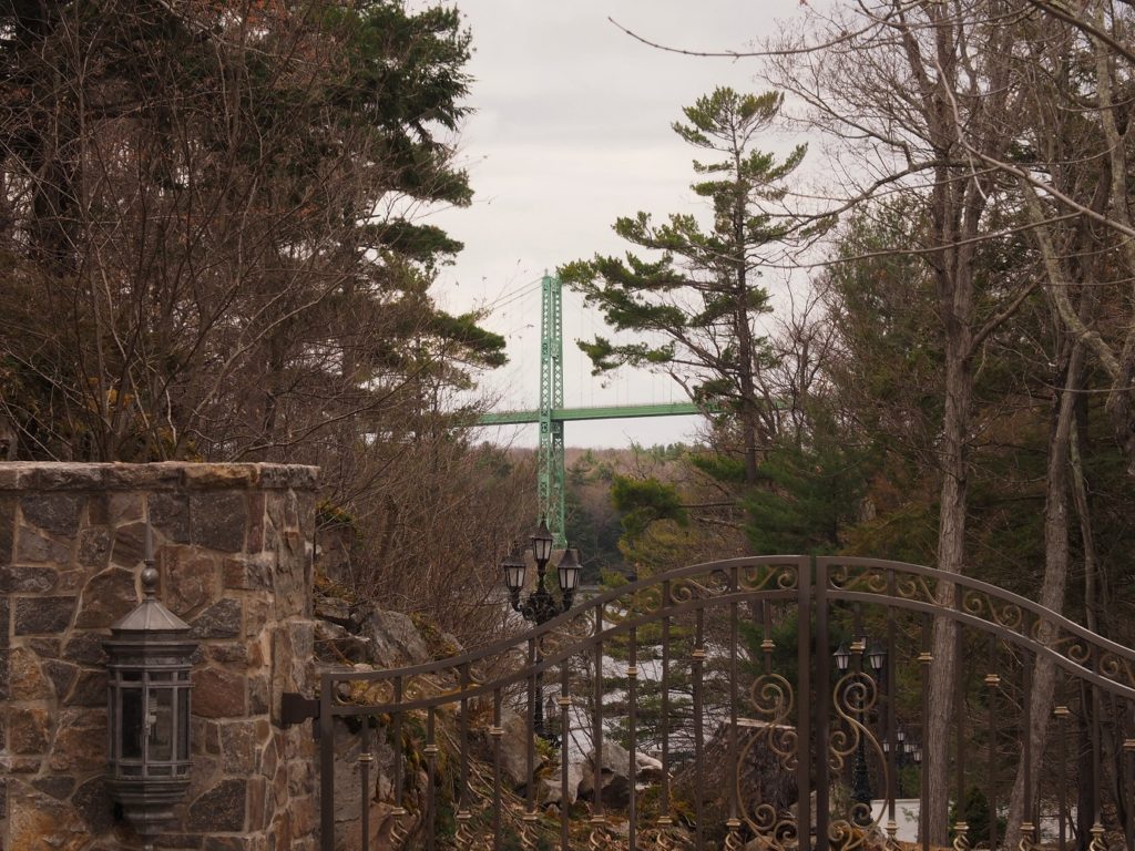 Glimpse of Thousand Islands Bridge through trees