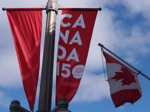 Canada banner and flag in Ottawa