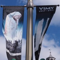 Banners celebrating 100th anniversary of Battle of Vimy.