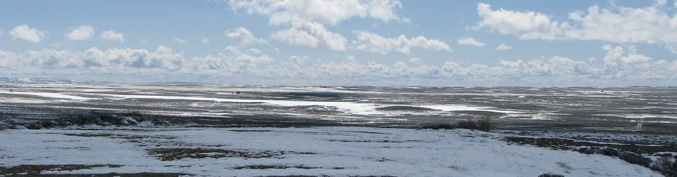 Featureless snow-scattered plain, AKA Wyoming's Great Basin Valley