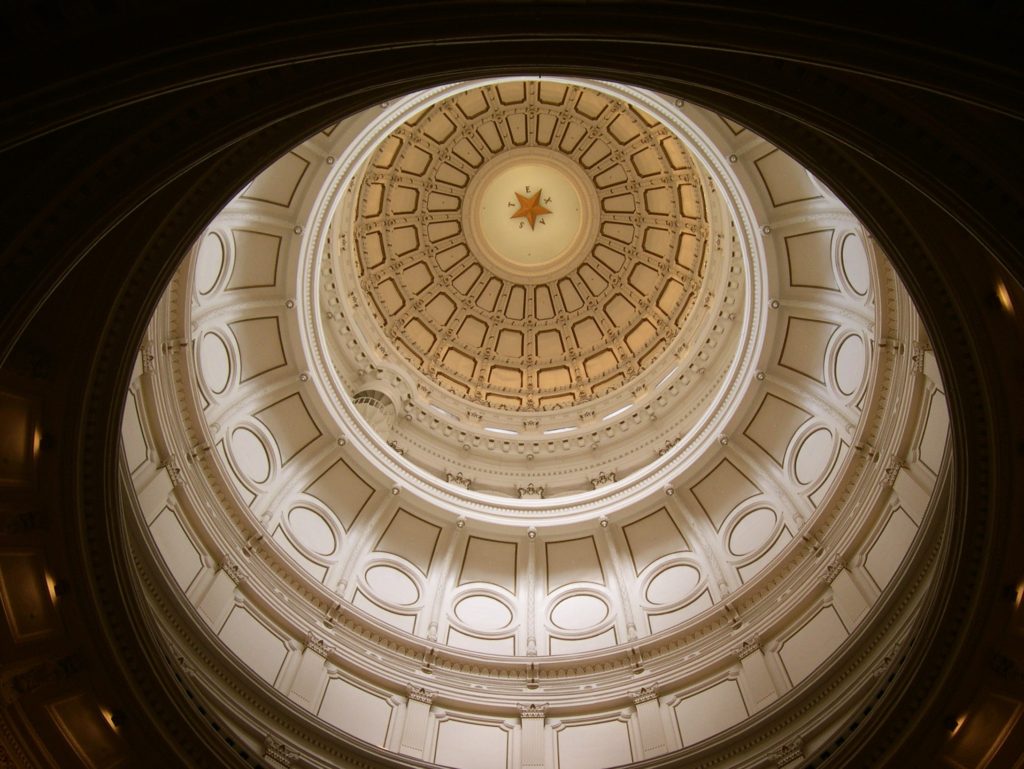 Overhead shot of cupola in State House, Austin.