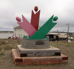 Marker for Mile Zero of Trans Canada Trail in Tuktoyaktuk