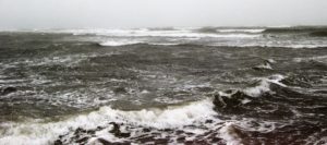 Atlantic Ocean churned by 2004 tropical storm.