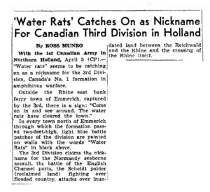 Newspaper clipping about Canadian Third Division in Holland