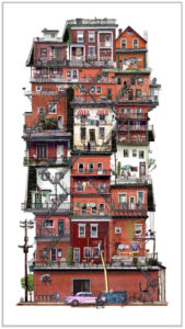 Collage of ottawa houses made to look like a highrise.