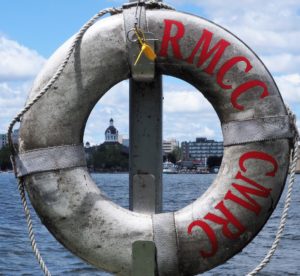 View of Kingston city hall and harbour through lifesaver