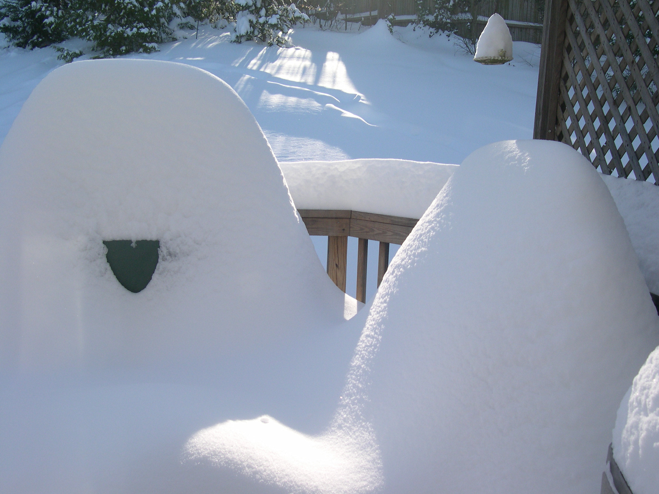 Snow-covered BBQs on deck.