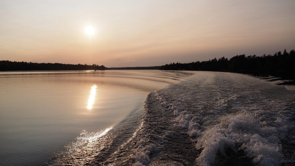 Boat wake in late afternoon.