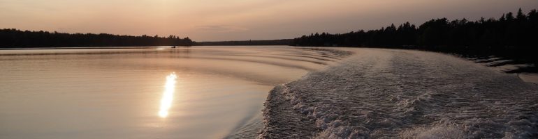 Boat wake in late afternoon.