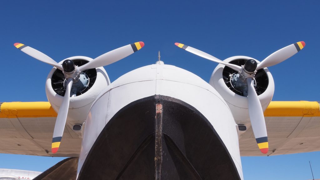 Two propellers seen from underneath.