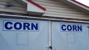 Corn bins at southern gas station.