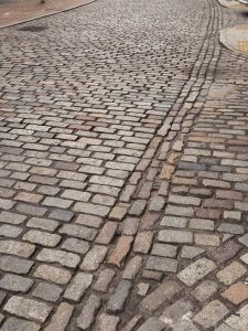 Paving stones on hill in Aberdeen