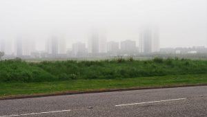 Aberdeen skyline obscured by fog