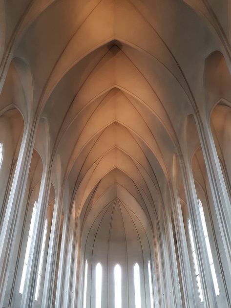 Domend and arched ceiling of Iceland's landmark church
