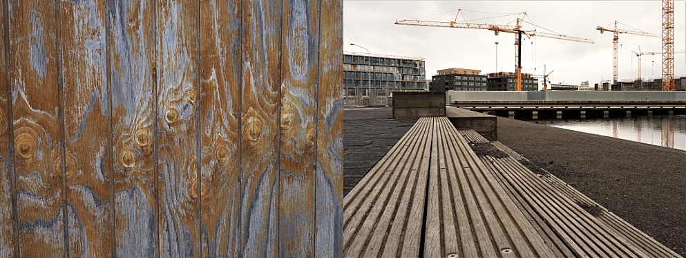 Collage of 2 exterior wooden structures