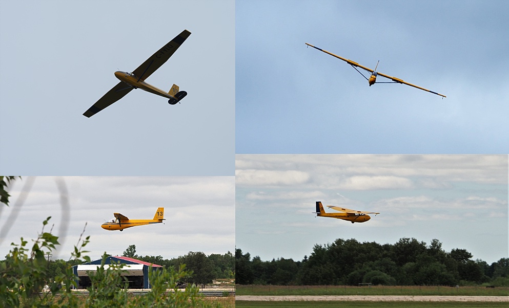 4-photo collage of cadets landing gliders