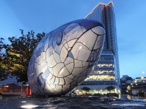 Head-on view of Belfast's Big Fish