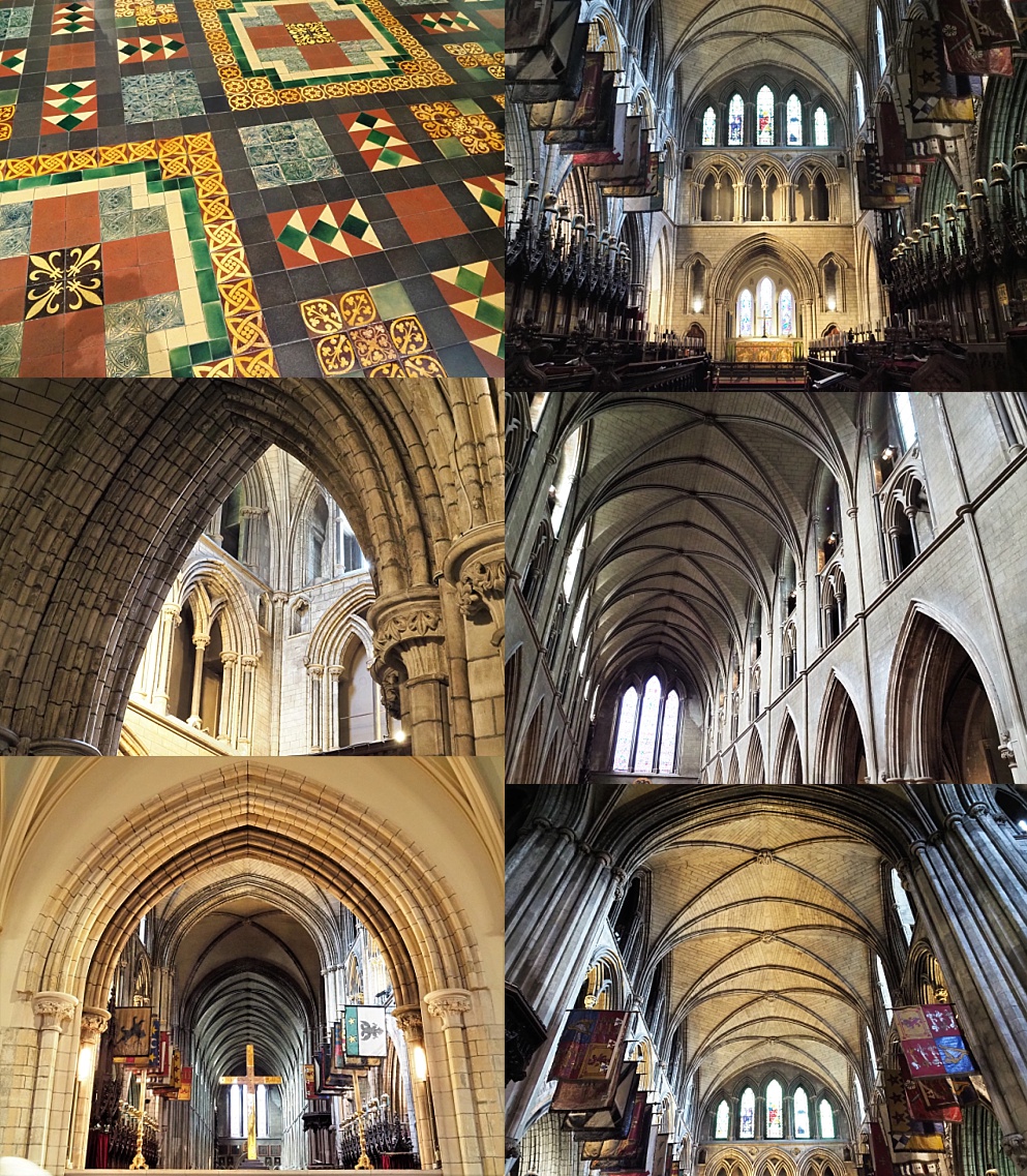 6-photo collage of interior of St. Patrick's cathedral