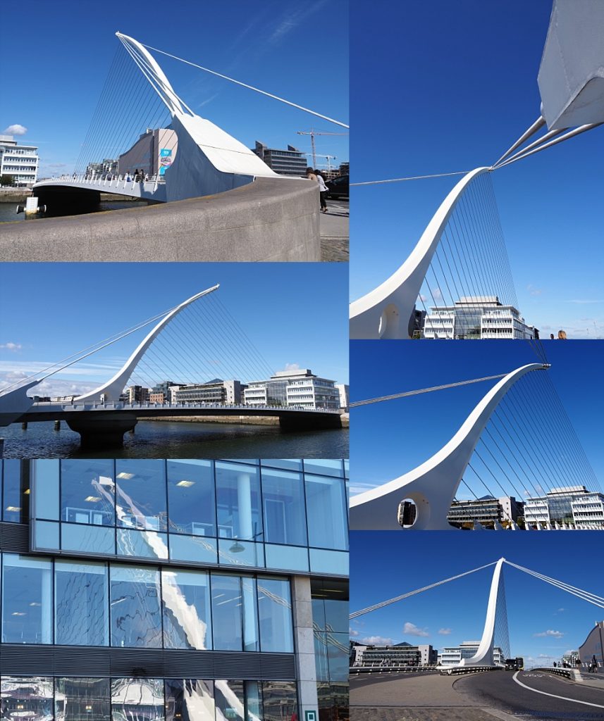 6-photo collage of Samuel Beckett Bridge, Dublin