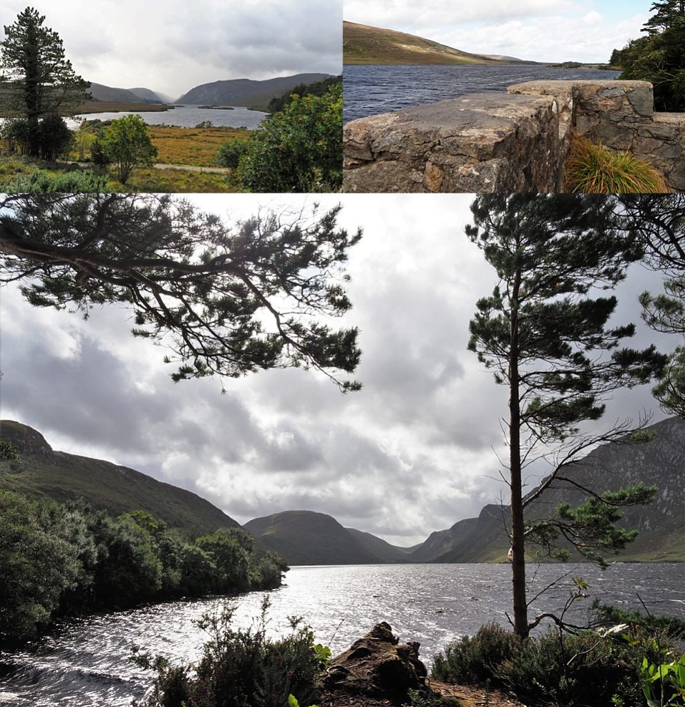 3-photo collage of Loch Veagh in stormy conditions