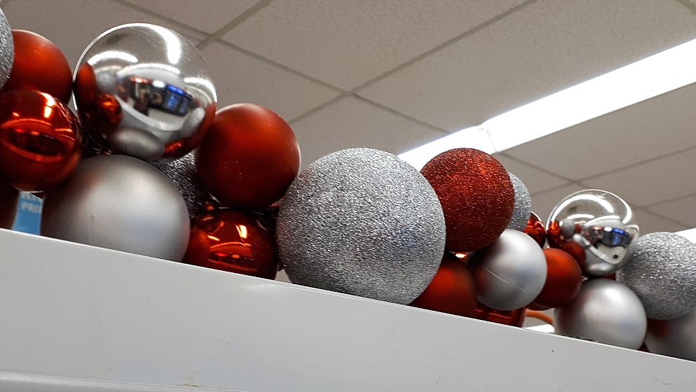 Red and silver Christmas balls