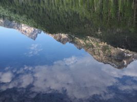 Mountain reflected in String lake