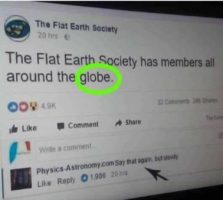 Flat Earth Society screenshot circulating on Facebook