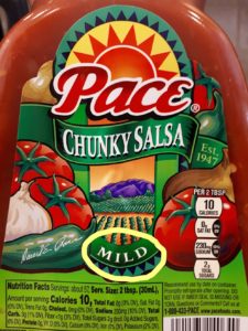 Label from Pace Mild Salsa