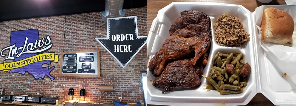 Lunch and serving line at In-Laws Cajun Specialties