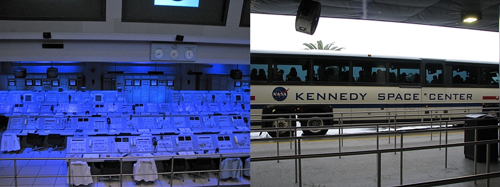 Kennedy Space Centre mission-control room and tourist bus