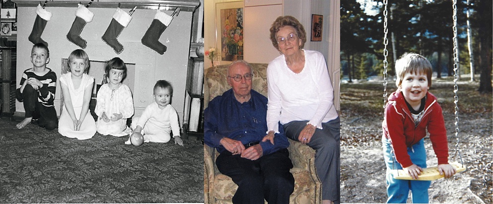 3-photo collage to illustrate Brother, sister, parent, child
