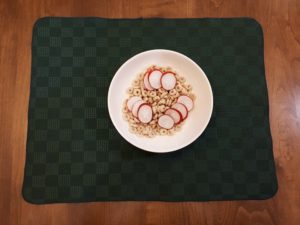 Breakfast radishes served with dry cereal