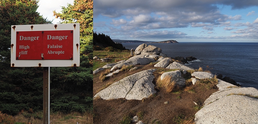 Sign warning of impending cliff edge