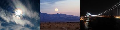 3-photo collage to illustrate Sun and moon and stars of light