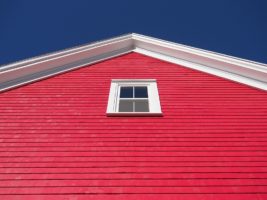 View of window high in side of house