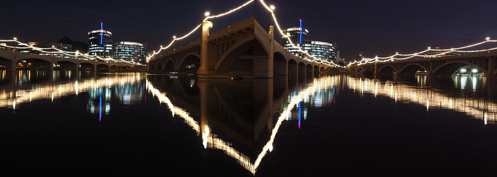 Collage placing bridge photos in symmetrical arrangement