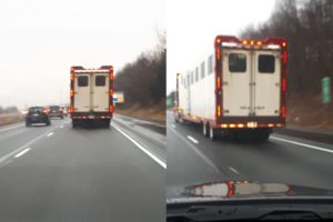 2-photo collage of truck face on I-81