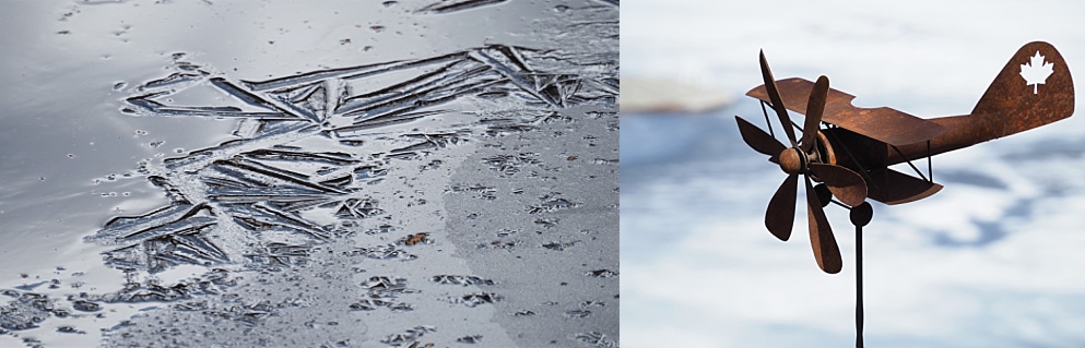 2-photo collage of ice and snow