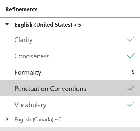 Screenshot of Word spelling and grammar review