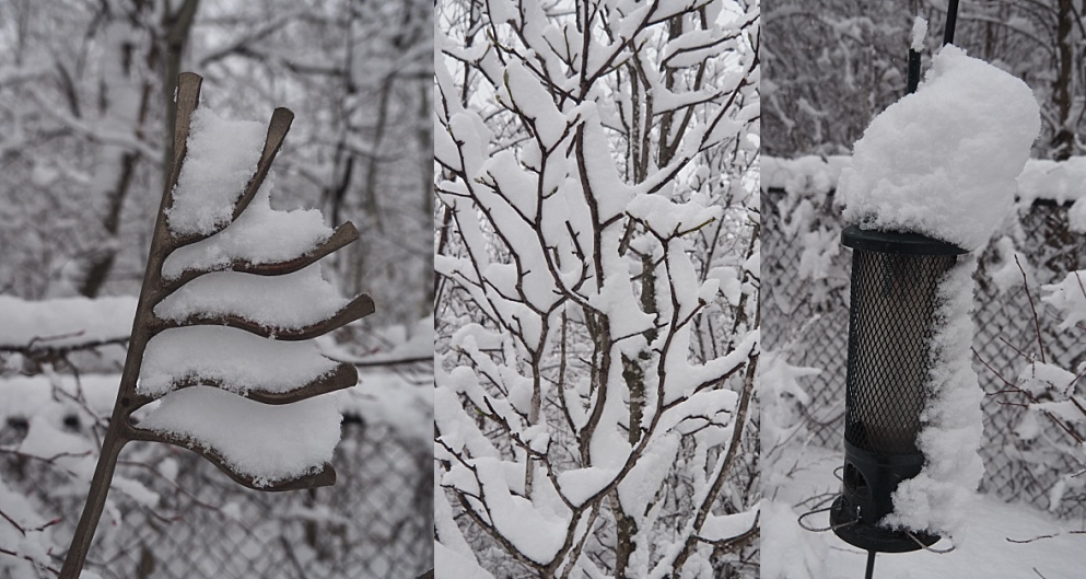 3-photo collage of snowed-under surfaces