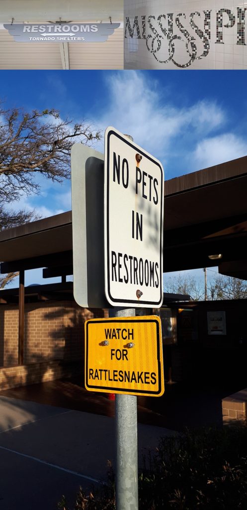 Collage of signs from interstate rest areas